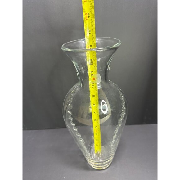 Vintage Blenko Glass Crystal (Clear) 13.5” Tall Vase Ribbed Design W/label - Picture 6 of 7